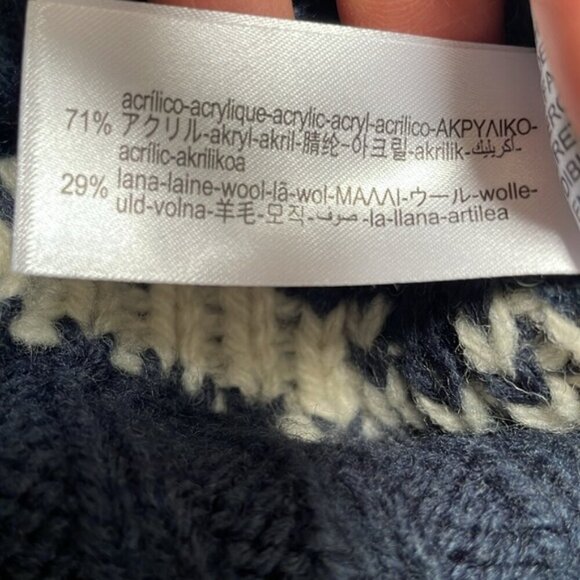 Zara Cable Knit Jacquard Cardigan Wool Ecru Blue Zip Up Jacket Small S New - Picture 7 of 7